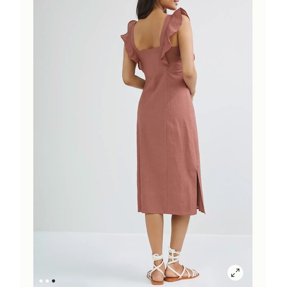 NWT Hutch Anthropologie Ruffled Maxi Dress in Rust Red - Picture 3 of 6